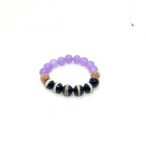 Purple jade cubic zirconia Tibetan bracelet. 12 mm